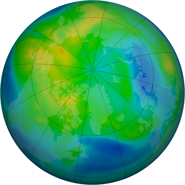 Arctic ozone map for 03 November 2014